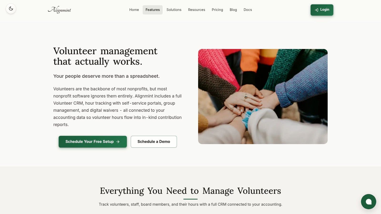 Screenshot from https://www.getalignmint.org/features/volunteer-management